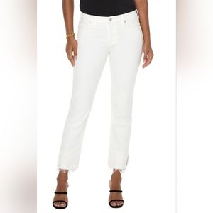 liver pool bone white frayed hem jeans